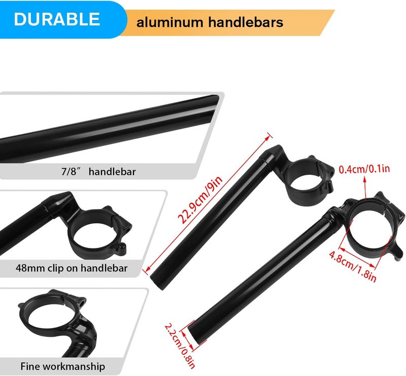 HAONEL 48mm Clip On Handlebars Compatible with Honda CBR600RR CBR 600 RR CBR600 RR F5 2003-2006 Left & Right Aluminum Motorcycle 7/8" Clip On Fork Tube Handlebars - Image 2